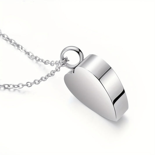 Collier avec urne funéraire en forme de cœur en acier inoxydable pour cendres d'animaux