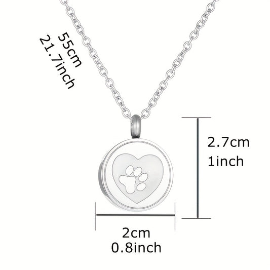 Collier avec urne funéraire pour cendres d'animaux, en acier inoxydable en forme de cœur avec empreinte de patte, diverses couleurs
