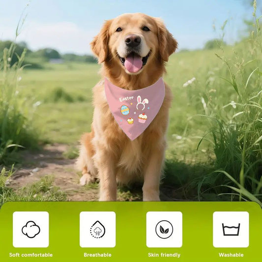 Bandana rose pour Pâques, pour chien de toute taille, motif festif