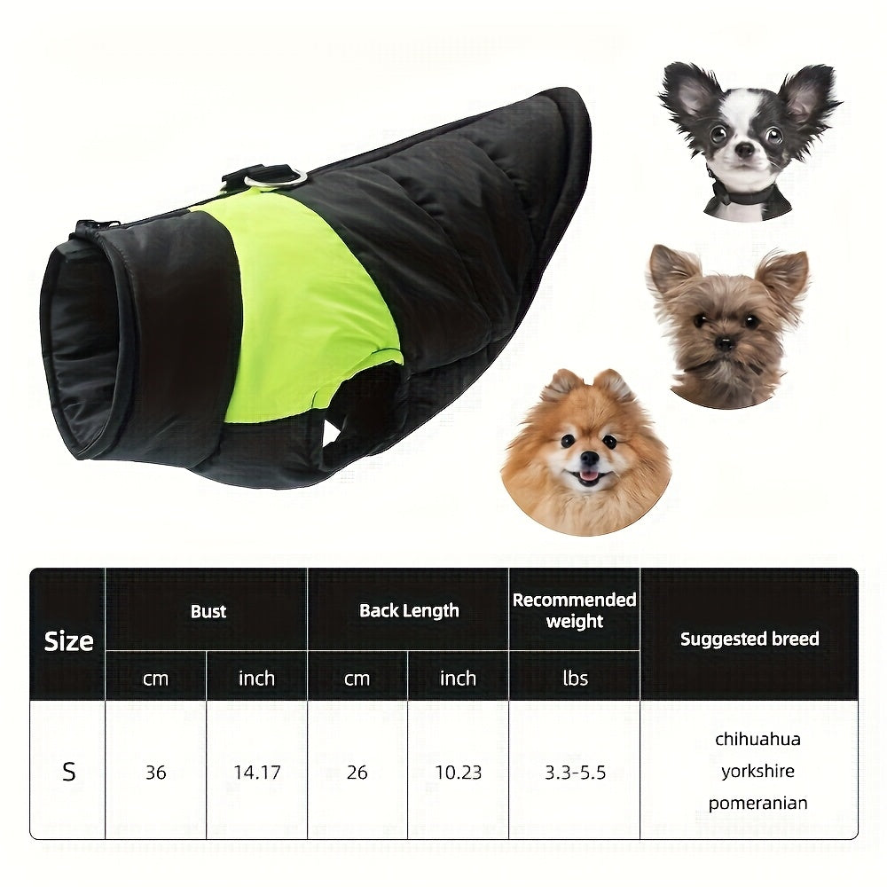 Veste imperméable d'hiver pour chien avec fermeture éclair et boucle pour laisse - Manteau chaud et coupe-vent pour animaux de compagnie de petite à grande taille - Idéal pour les activités de plein air par temps froid
