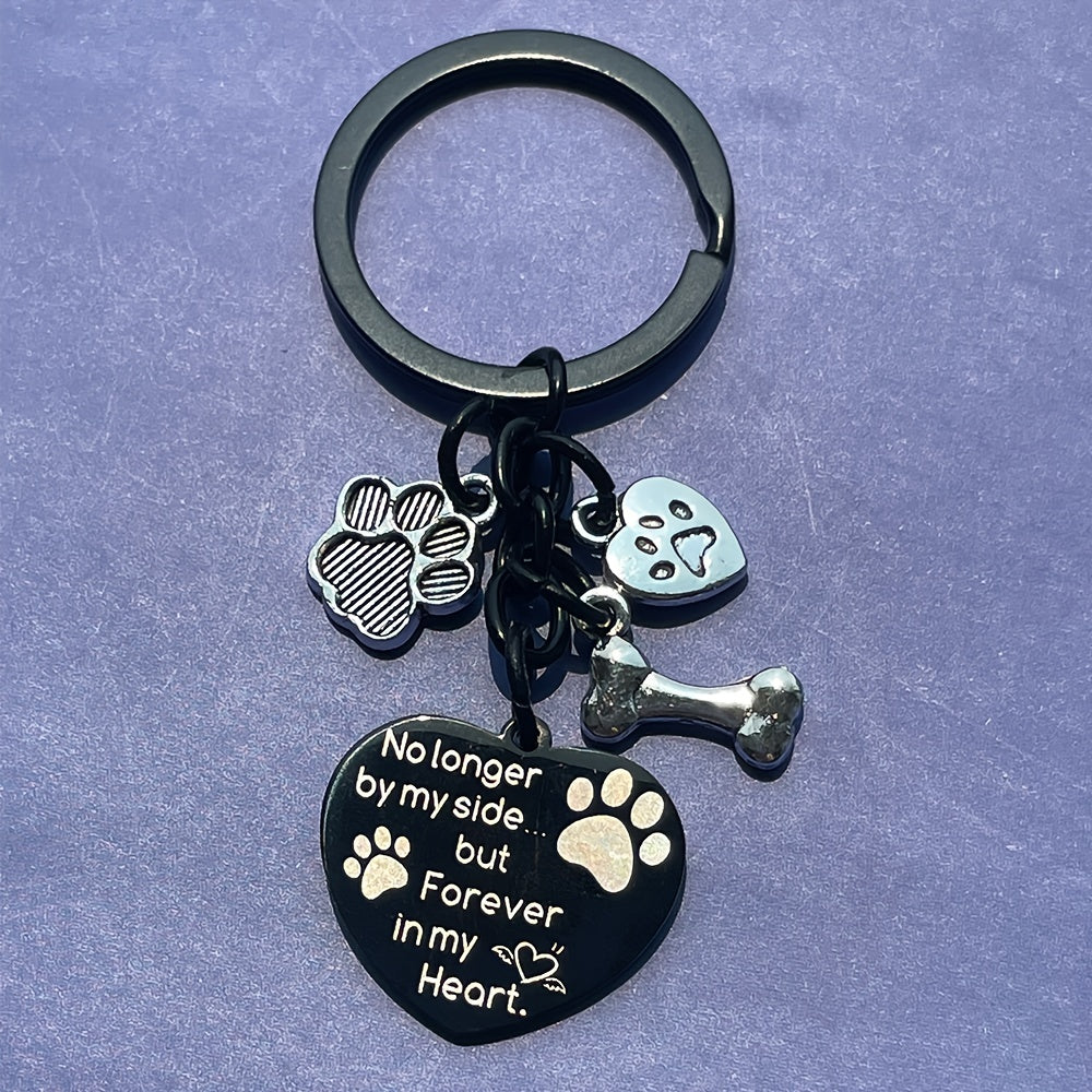 Forever in My Heart: Dog Memorial Keychain - Paw Print Charm for Pet Loss Sympathy Gift