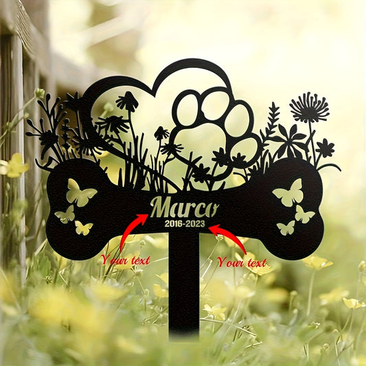 Piquet commémoratif os, papillons & fleurs – Personnalisable – photo produit 2