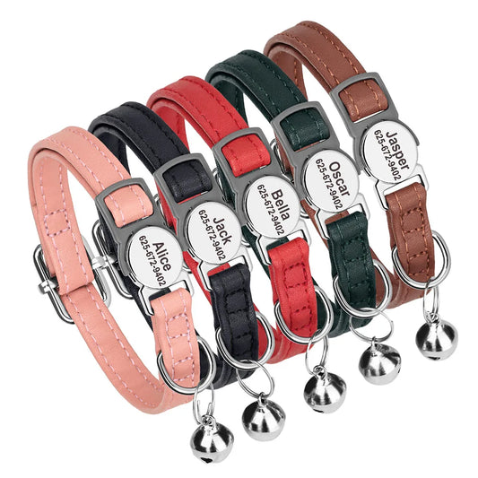 Collier cuir PU personnalisable avec clochette – photo produit 2