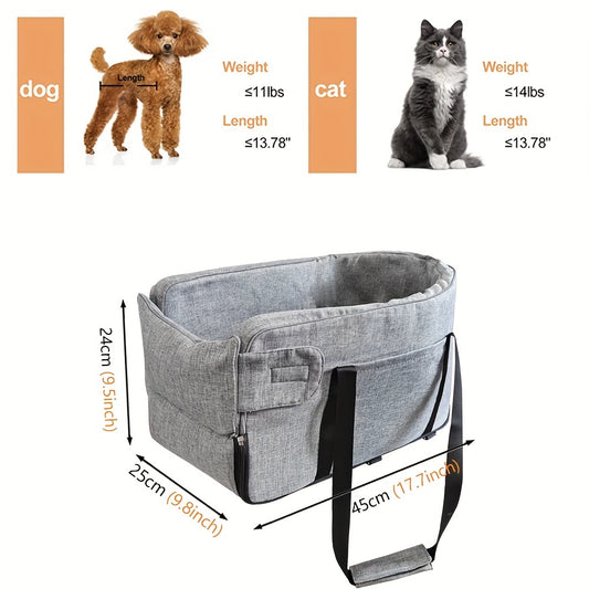Pet Booster Seat For Cars, Dog Car Carrier With Safety Harness, Central Control Pet Nest, Portable Travel Vehicle Pet Bed