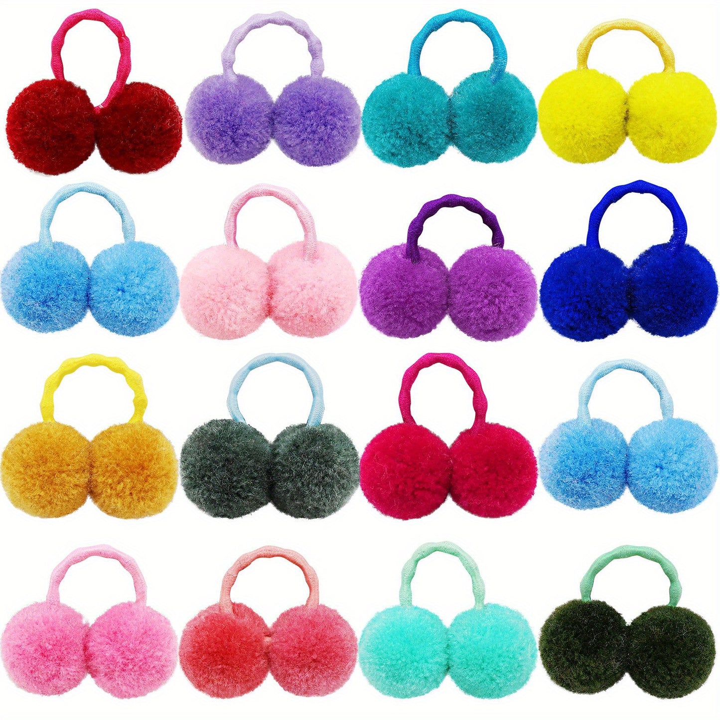 10pcs Cute Plush Pompom Hair Ties for Dogs and Cats - Fun and Stylish Pet Hair Accessories