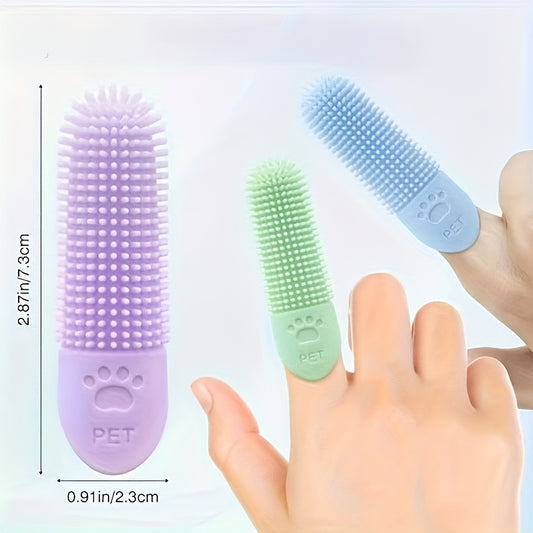 Brosse à dents pour animaux à 360°, brosse silicone, enfilable sur un doigt, lavable à la main, diverses couleurs