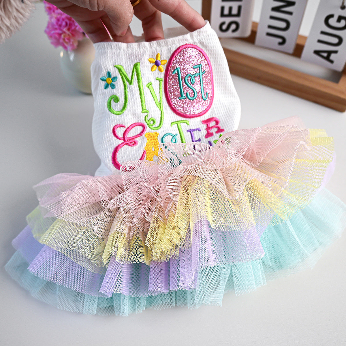 Robe Ma 1ère Pâques – Tulle multicolore – photo produit 6