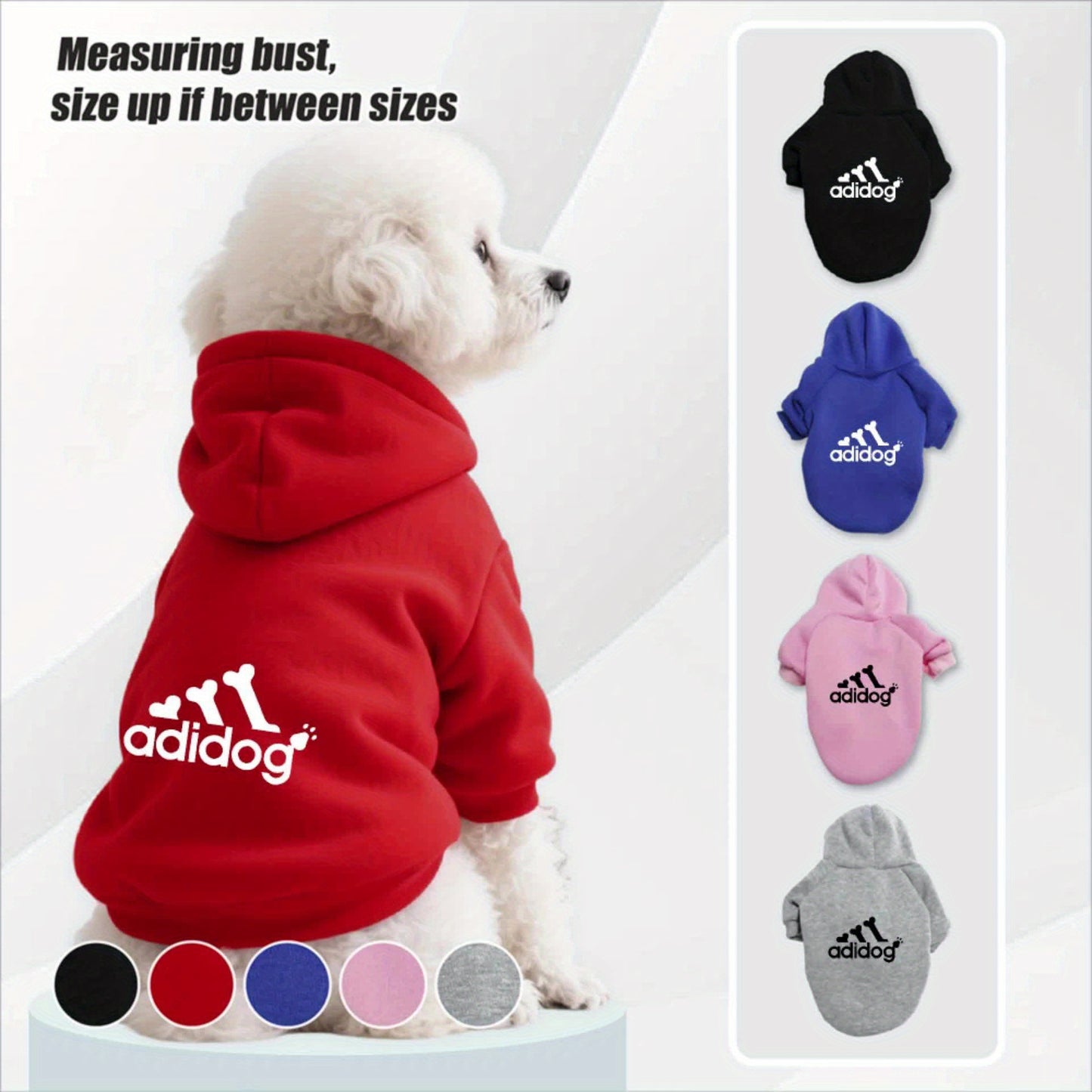 Sweat à capuche doux et chaud pour chien S-2XL avec motif empreintes de pattes et os,