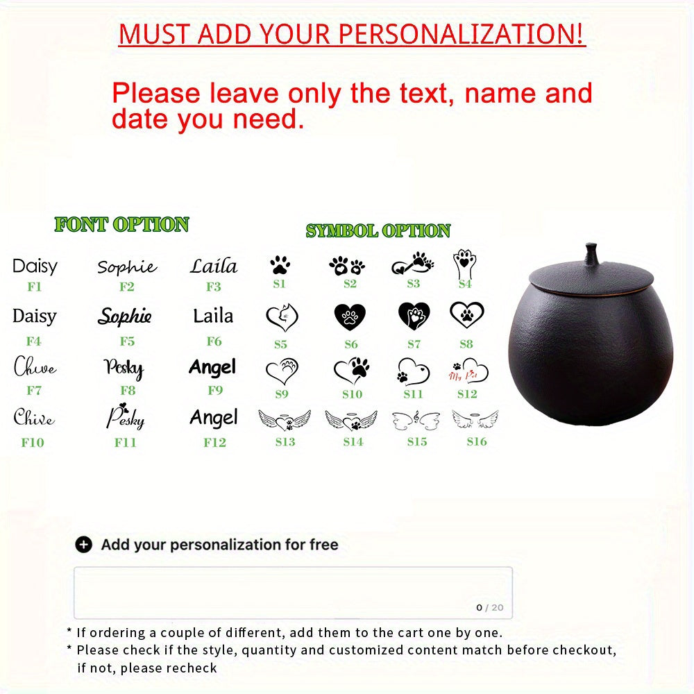 Urne céramique personnalisable – Nom, date & symbole – photo produit 11