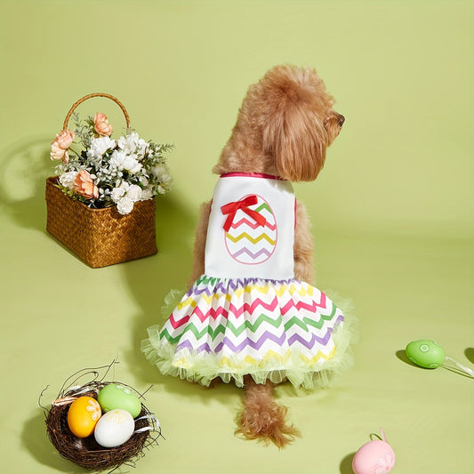 Robe de Pâques – Œufs, nœud rouge & volants – photo produit 2
