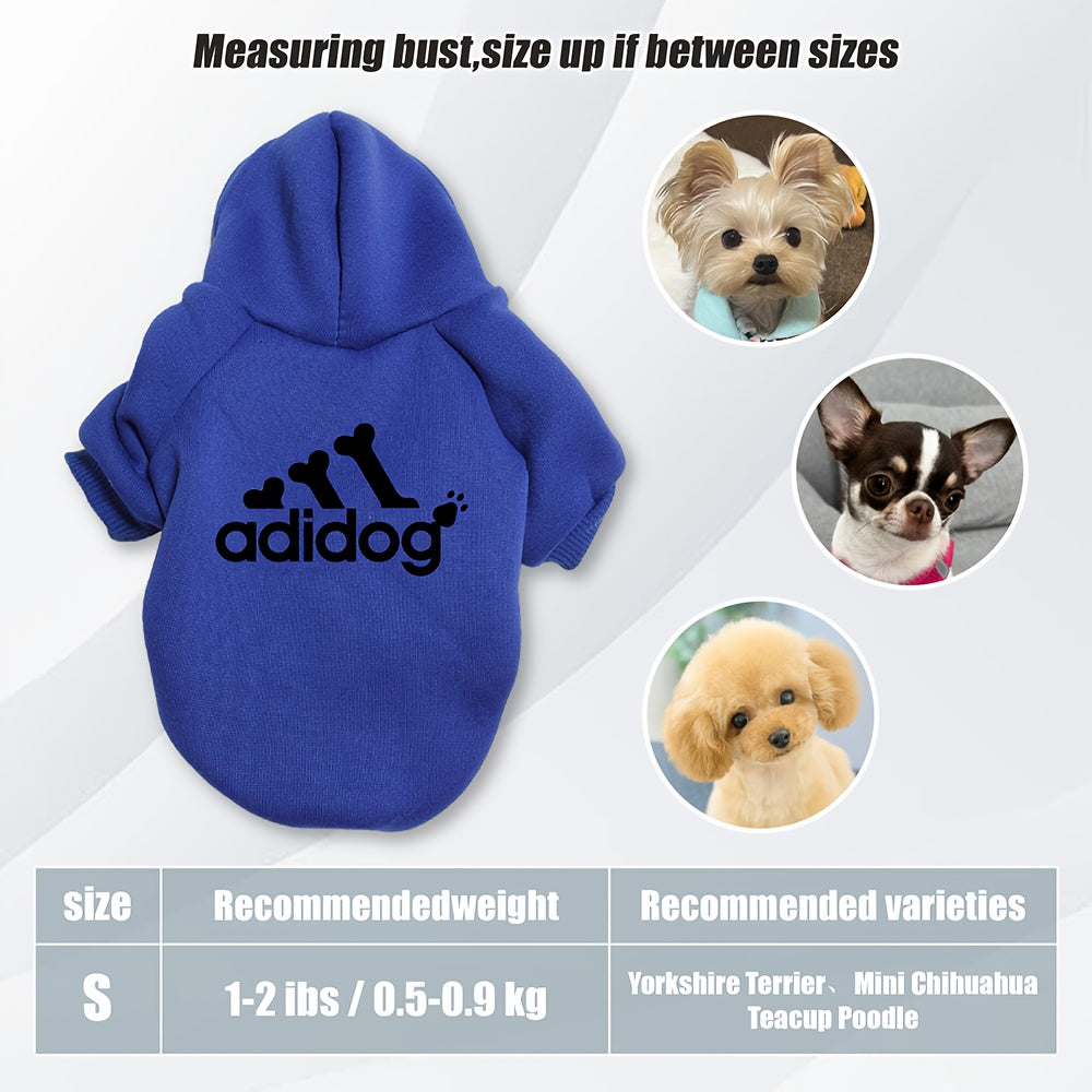 Sweat à capuche doux et chaud pour chien S-2XL avec motif empreintes de pattes et os,