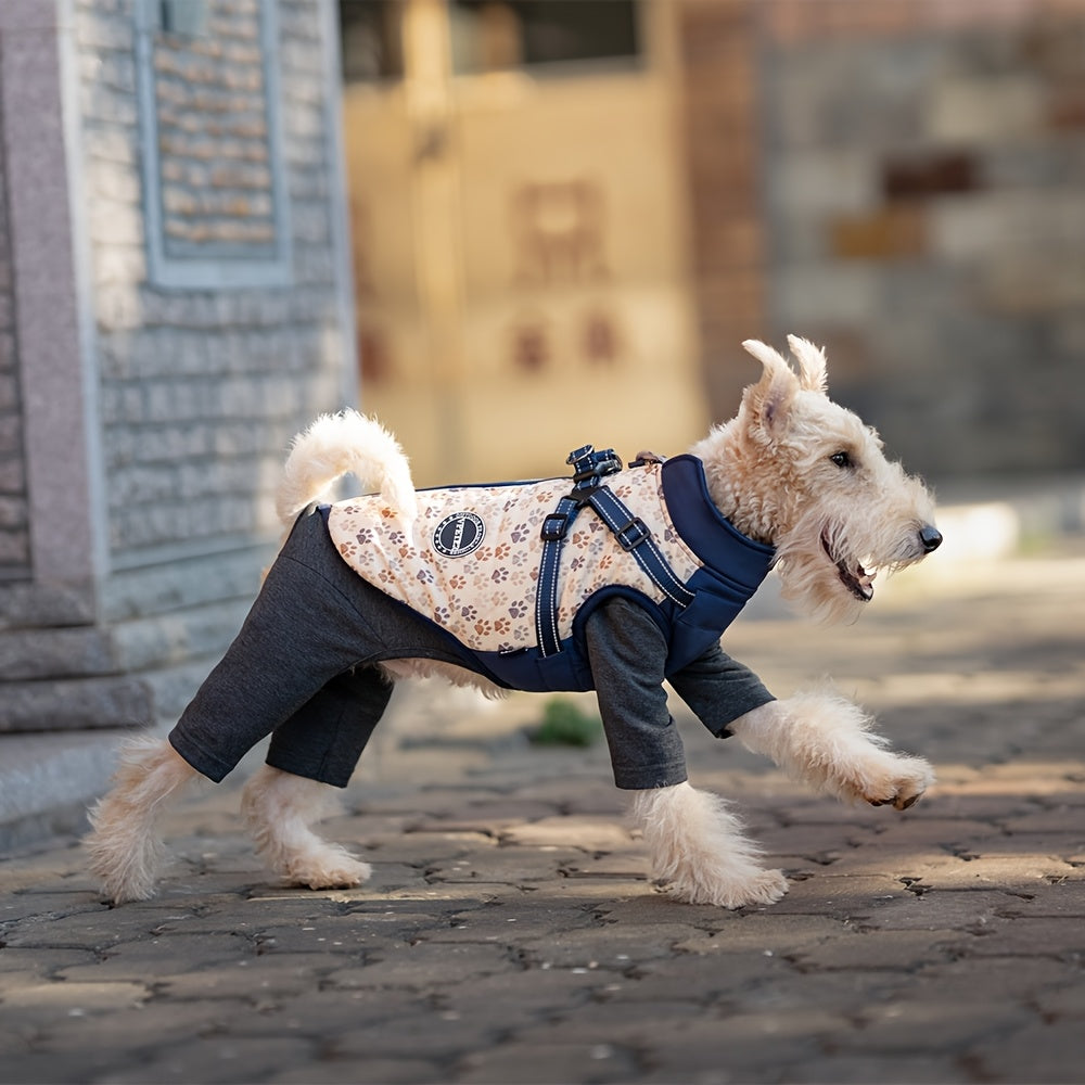 Manteau chaud avec harnais intégré – Motif pattes – photo produit 10