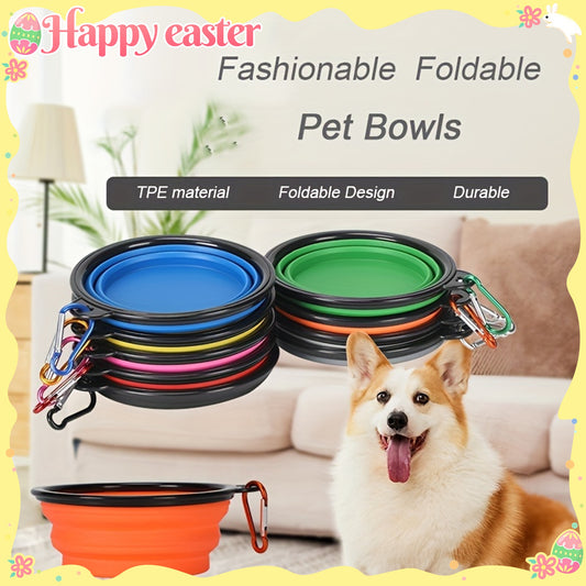 Bol pliable pour animaux, pratique pour les voyages, gain de place, facile à transporter grâce à son mousqueton, diverses couleurs