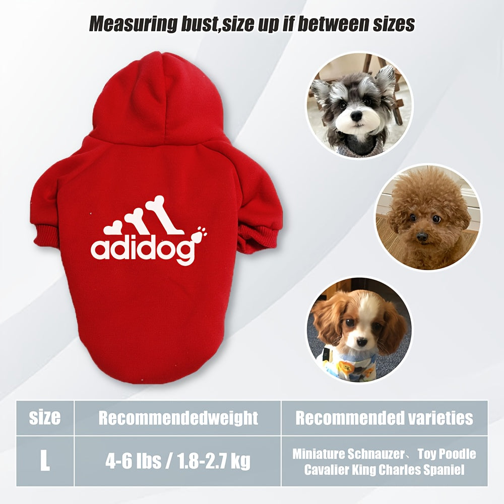 Sweat à capuche doux et chaud pour chien S-2XL avec motif empreintes de pattes et os,