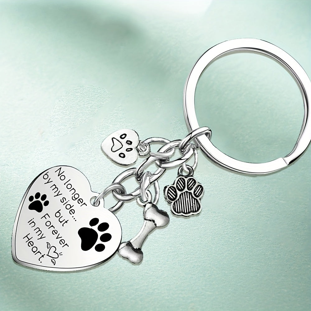 Forever in My Heart: Dog Memorial Keychain - Paw Print Charm for Pet Loss Sympathy Gift