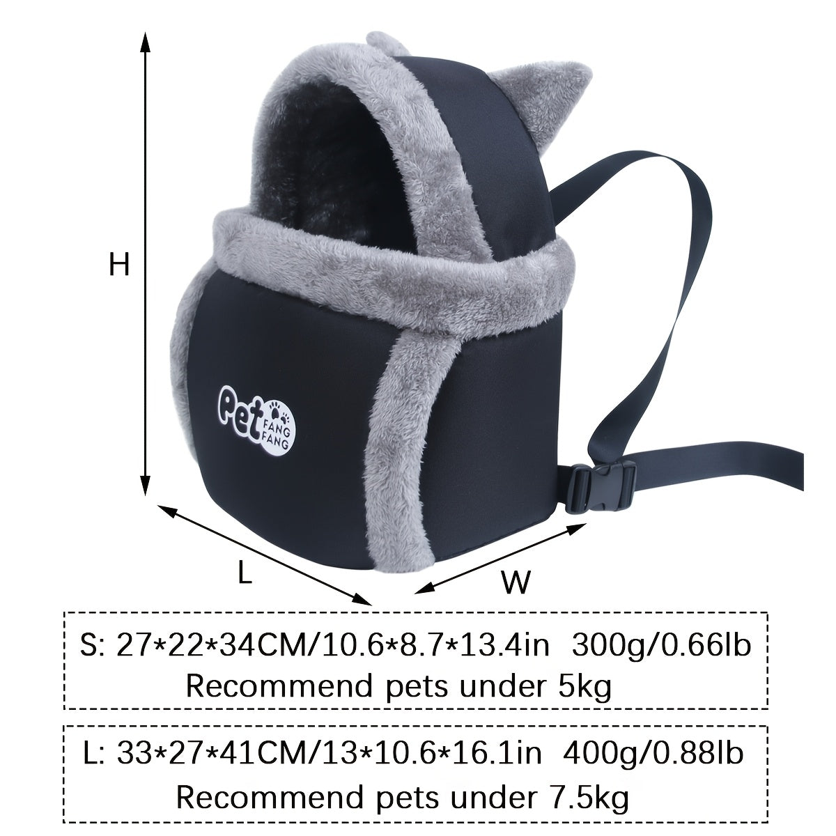 Sac de transport chaud avec harnais – Petit chien & chat – vue principale