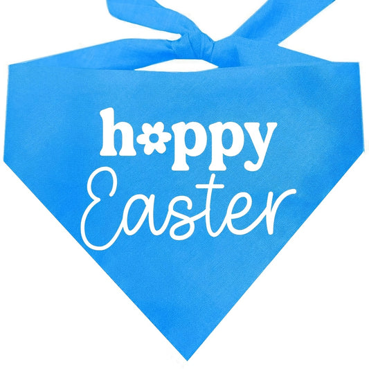 Bandana Happy Easter bleu pour chien, pour Pâques - Ajustable au cou de chaque chien