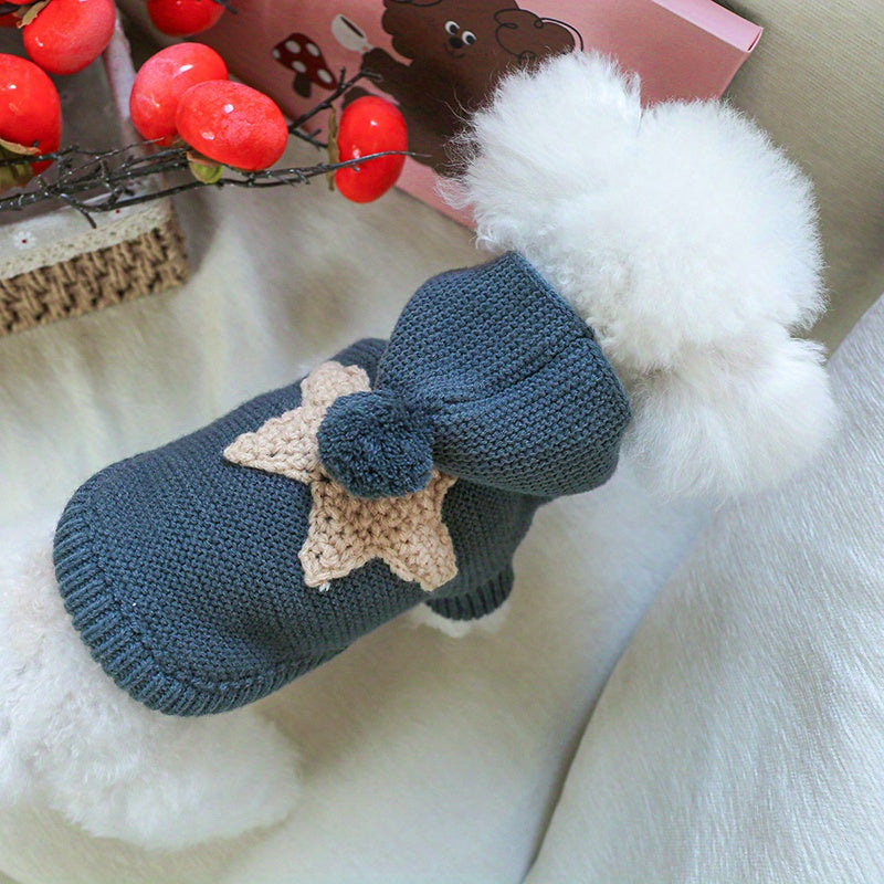 Pull tricoté gris anthracite – Étoile & pompon – photo produit 3
