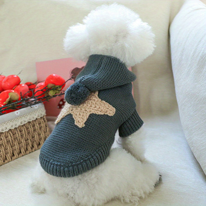 Pull tricoté gris anthracite – Étoile & pompon – photo produit 6