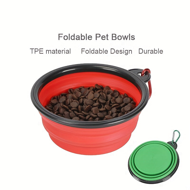Bol pliable pour animaux, pratique pour les voyages, gain de place, facile à transporter grâce à son mousqueton, diverses couleurs