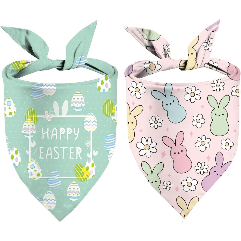Lot de 2 bandanas de Pâques – Bleu & rose – vue principale