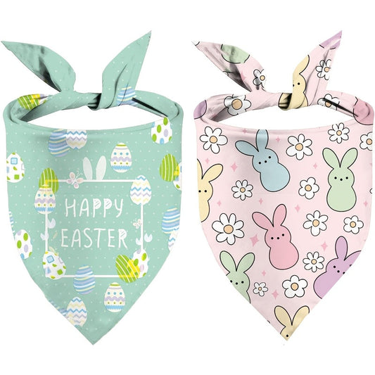 Lot de 2 bandanas de Pâques – Bleu & rose – vue principale