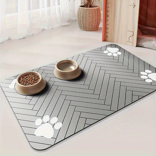 Tapis de gamelle absorbant – Motif patte géométrique – vue principale