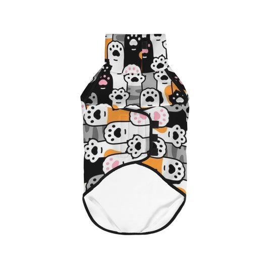 Veste colorée pour chien avec motifs de pattes, col montant pour maintenir au chaud votre compagnon, fermeture facile avec scratch