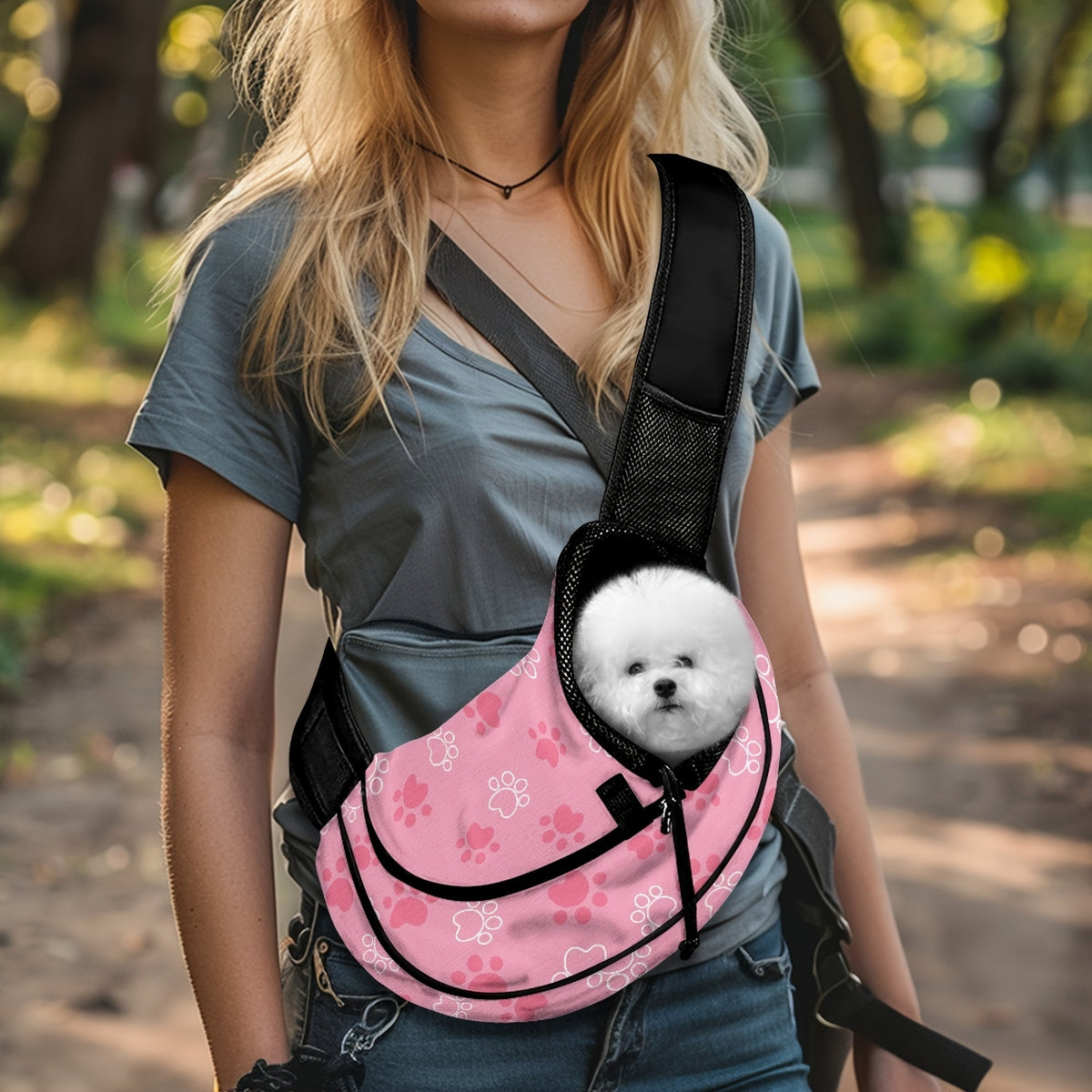 Sac bandoulière motif pattes – Petit chien & chat – photo produit 3