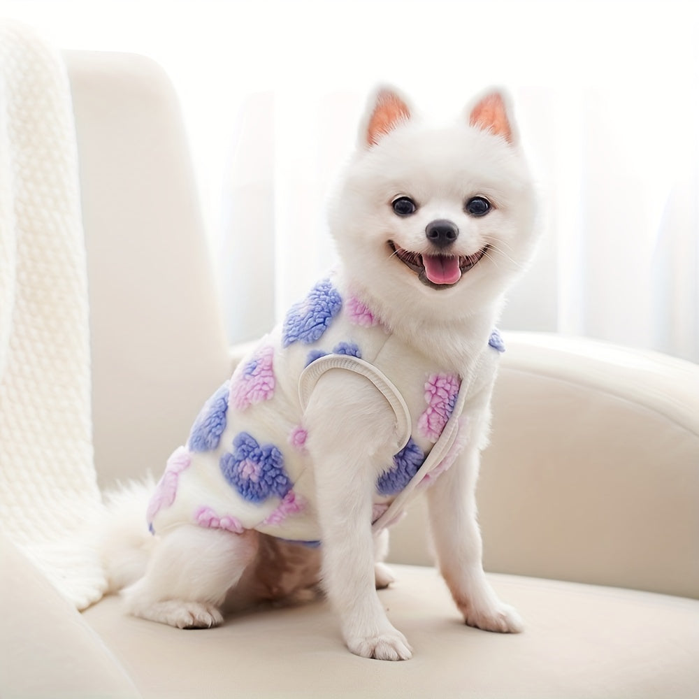 Pull polaire fleuri pour chien – Anneau intégré – photo produit 5