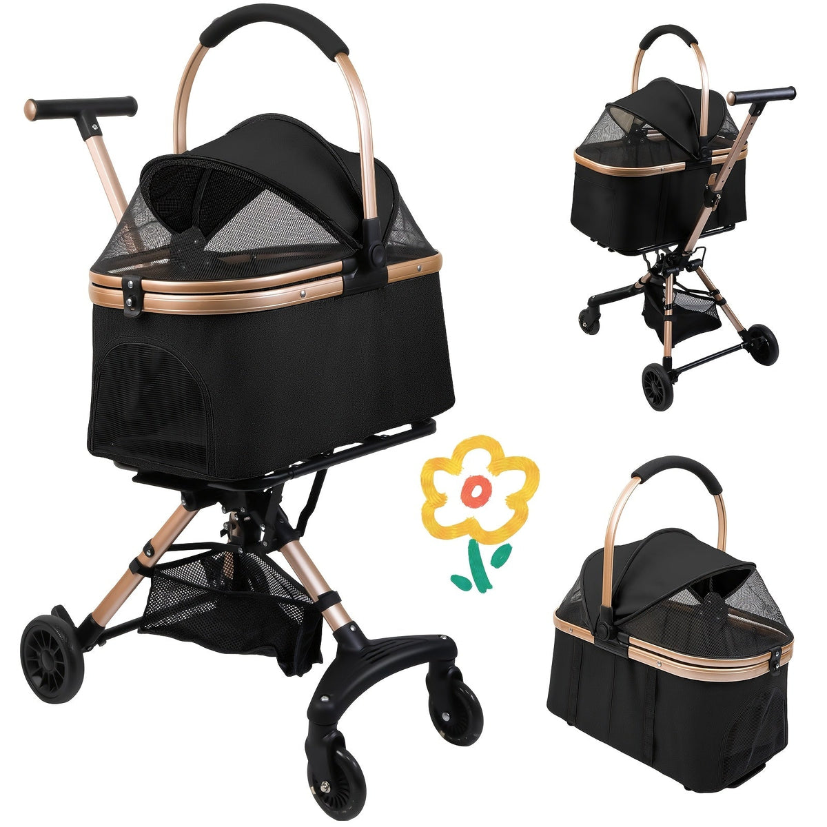 Poussette respirante pliable – Roues 360° – photo produit 11