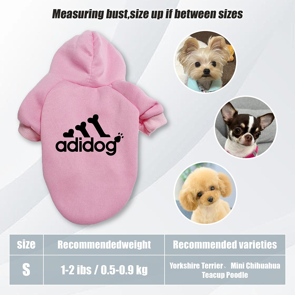 Sweat à capuche doux et chaud pour chien S-2XL avec motif empreintes de pattes et os,