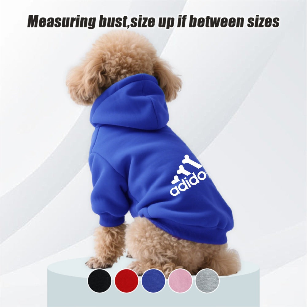 Sweat à capuche doux et chaud pour chien S-2XL avec motif empreintes de pattes et os,