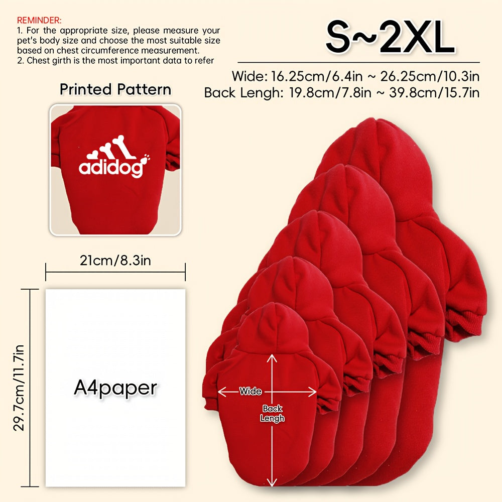 Sweat à capuche doux et chaud pour chien S-2XL avec motif empreintes de pattes et os,