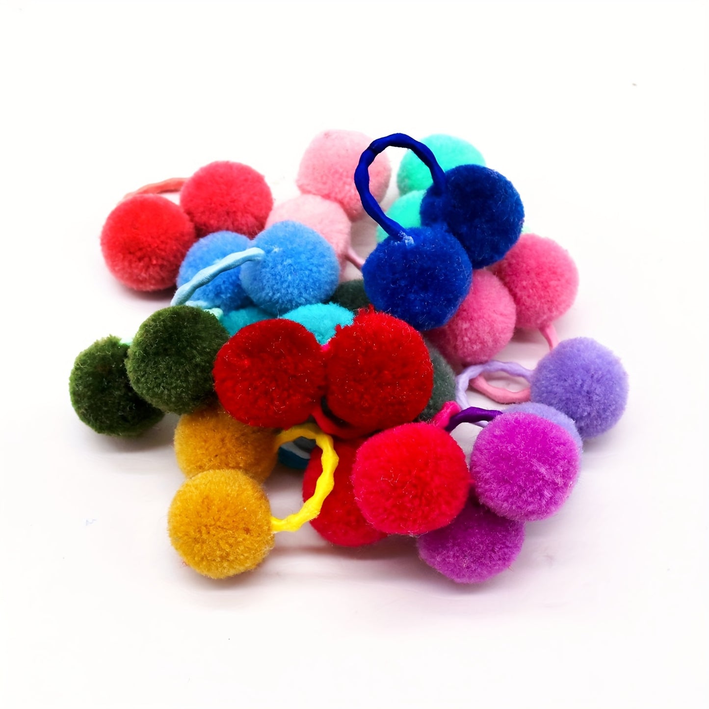 10pcs Cute Plush Pompom Hair Ties for Dogs and Cats - Fun and Stylish Pet Hair Accessories