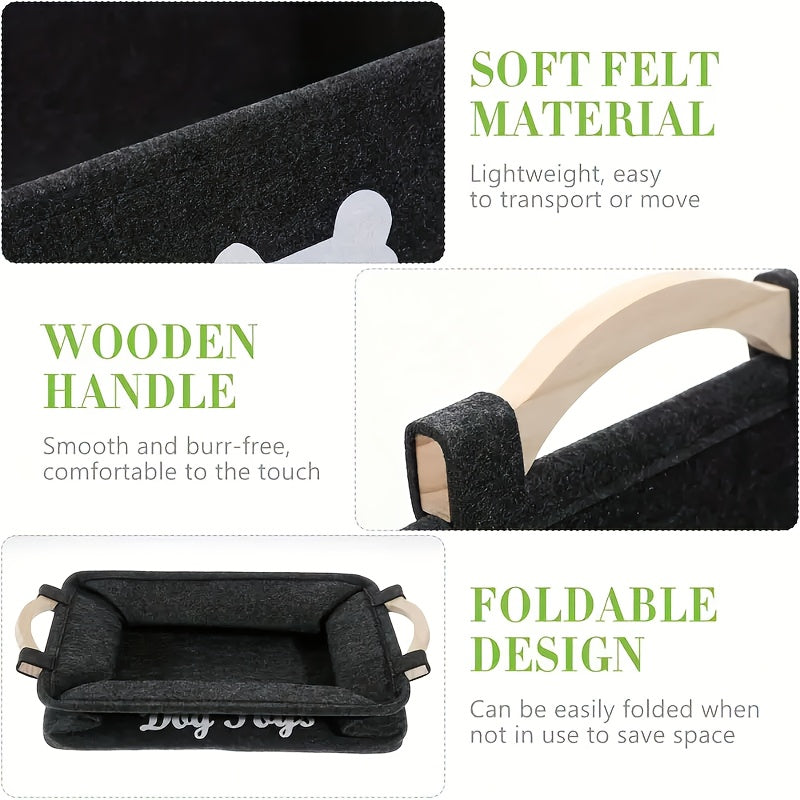 Panier pliable pour jouets – Poignées en bois – photo produit 7