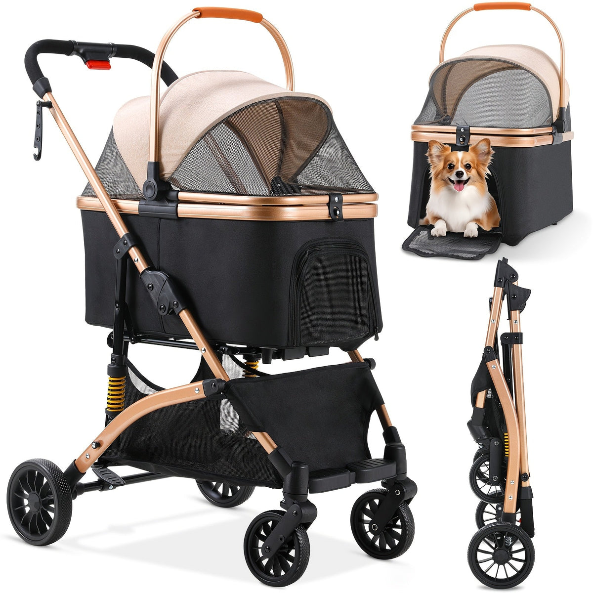 Poussette 3-en-1 pliable – Chien & chat – vue principale