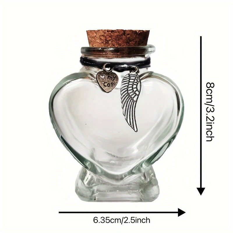 Bouteille commémorative en verre pour poils d'animaux en forme de cœur, diverses variantes