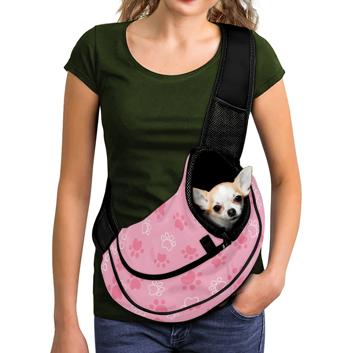 Sac bandoulière motif pattes – Petit chien & chat – photo produit 4