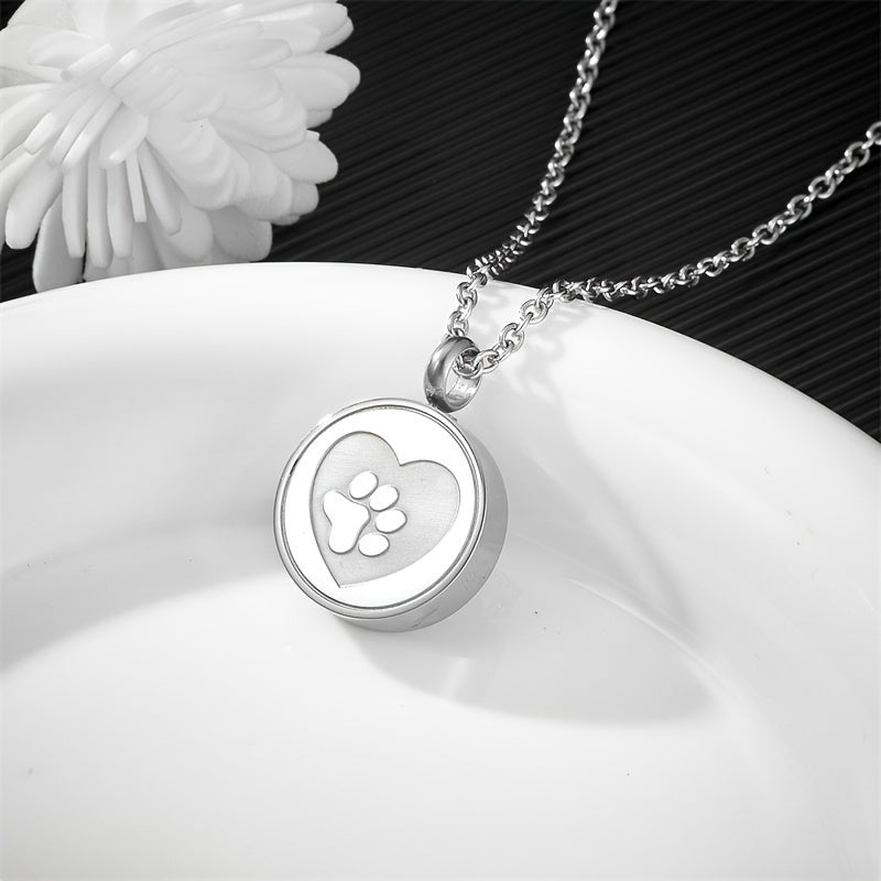 Collier urne cœur & patte – Acier inoxydable – vue principale