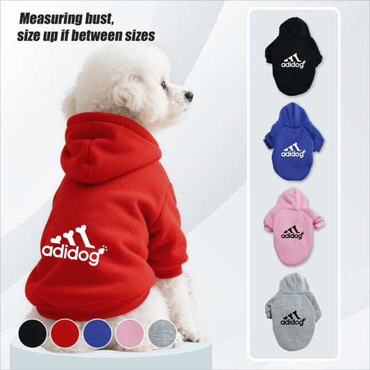 Sweat à capuche doux et chaud pour chien S-2XL avec motif empreintes de pattes et os,