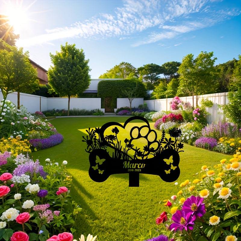 Piquet commémoratif os, papillons & fleurs – Personnalisable – photo produit 6