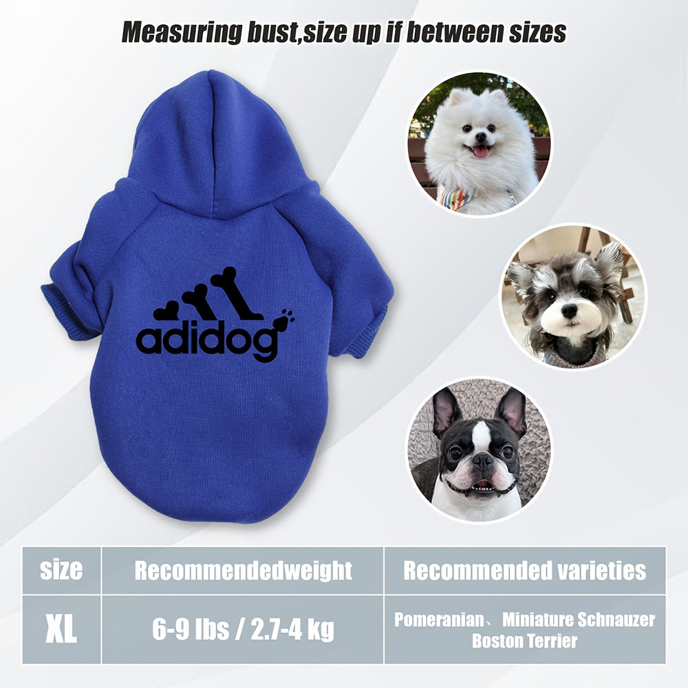 Sweat à capuche doux et chaud pour chien S-2XL avec motif empreintes de pattes et os,