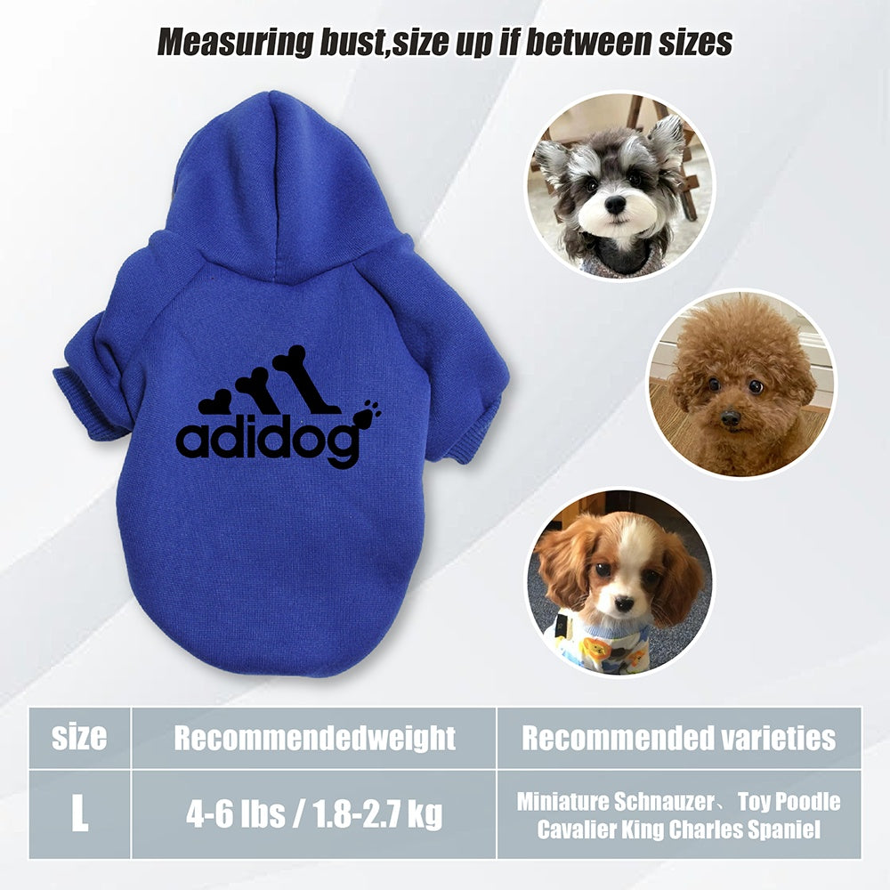Sweat à capuche doux et chaud pour chien S-2XL avec motif empreintes de pattes et os,
