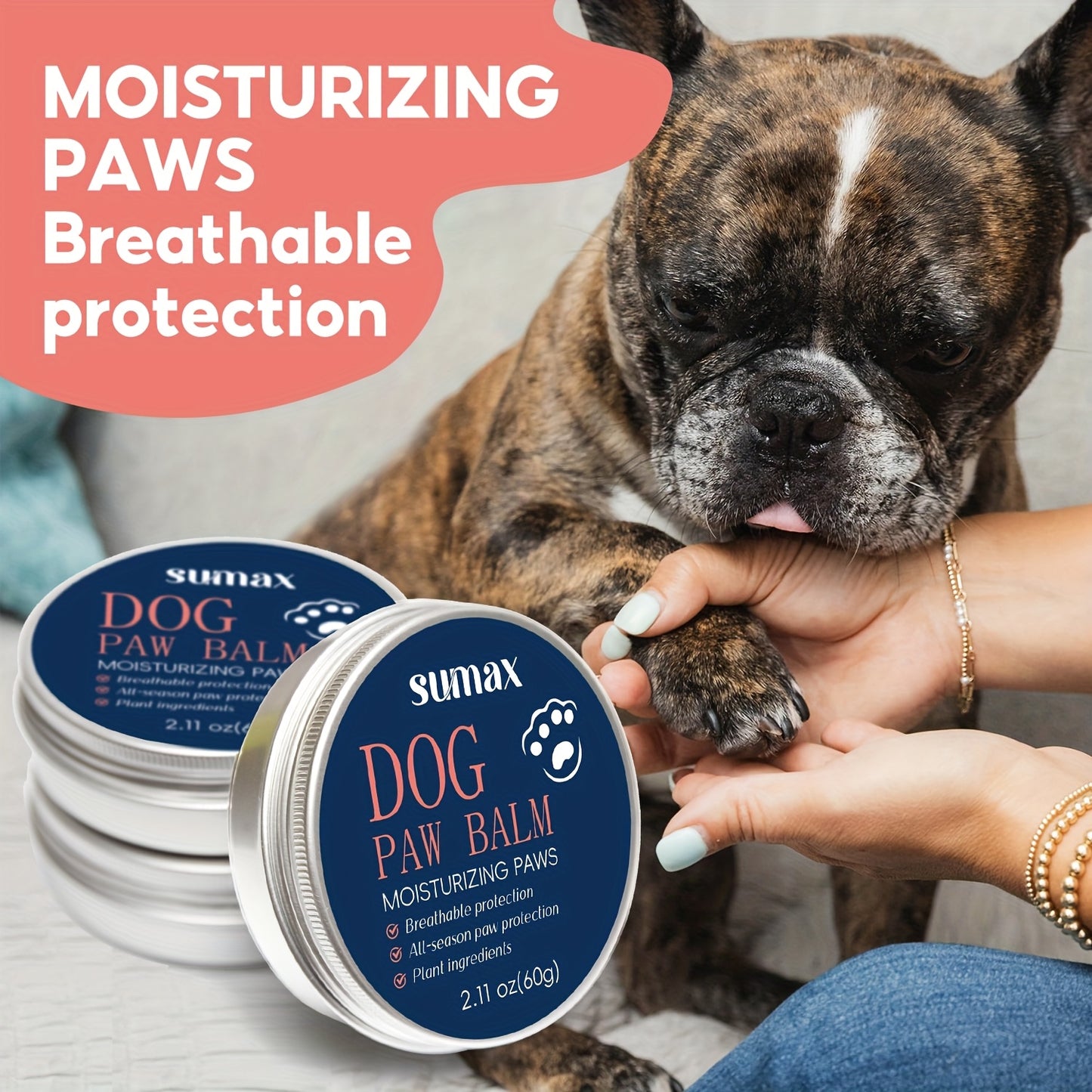 Baume pour pattes et truffe de chien - Hydratation intense grâce à la vitamine E et à l'huile de jojoba