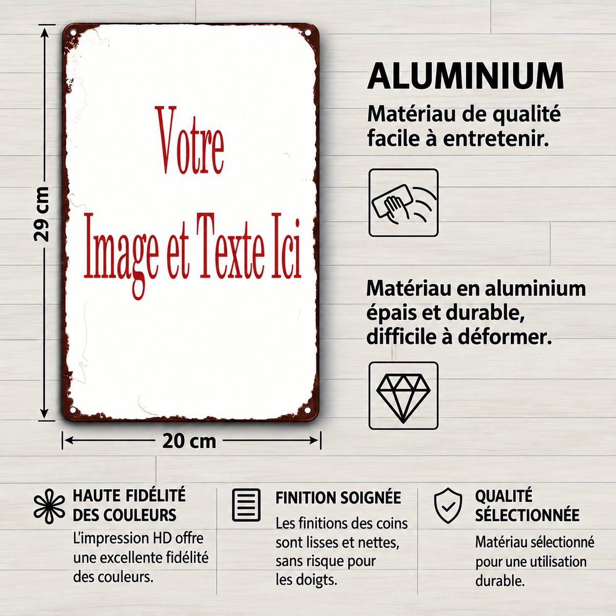 Plaque métal personnalisée en aluminium