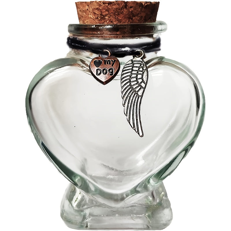 Bouteille commémorative en verre pour poils d'animaux en forme de cœur, diverses variantes