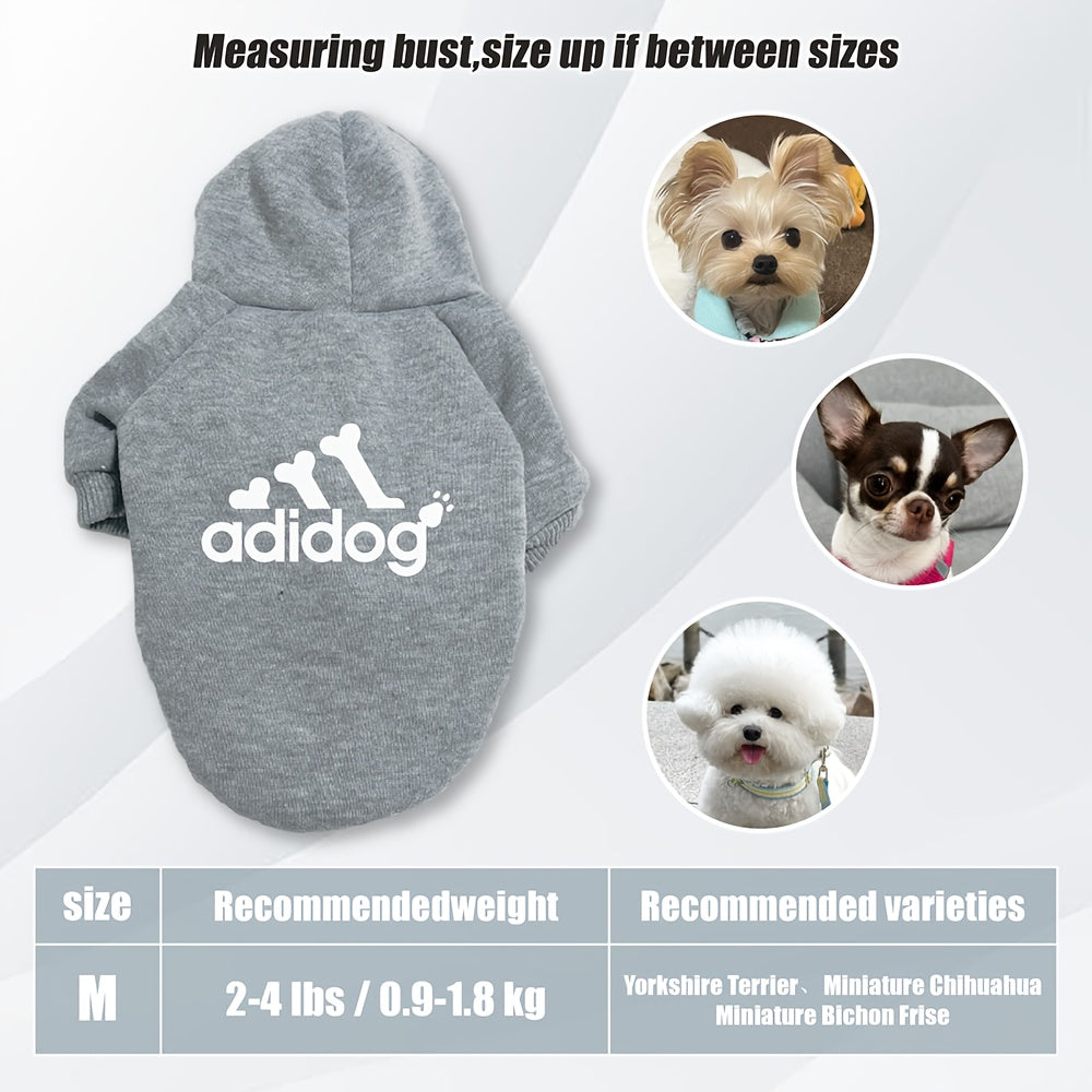 Sweat à capuche doux et chaud pour chien S-2XL avec motif empreintes de pattes et os,