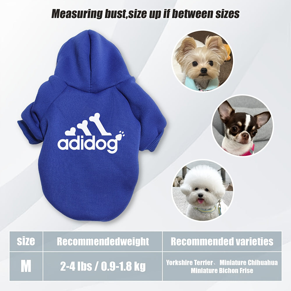 Sweat à capuche doux et chaud pour chien S-2XL avec motif empreintes de pattes et os,