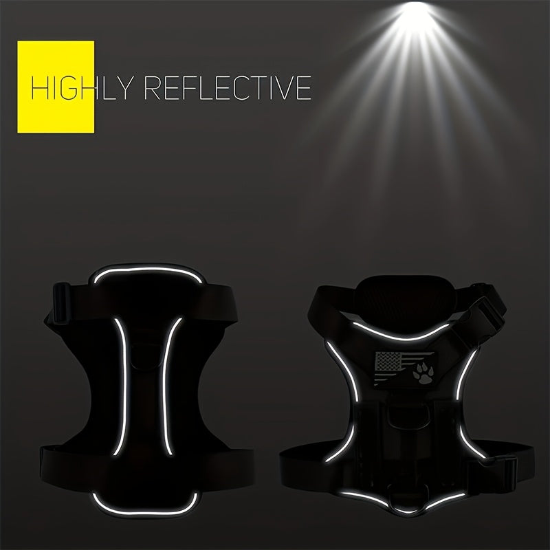 Service Dog Harness, Reflective Dog Vest Harness with 5pcs Patches, Adjustable Soft Oxford Pet Harness, Inner Layer Mesh, Easy to Control for Small Medium Large Dogs Random Buckle